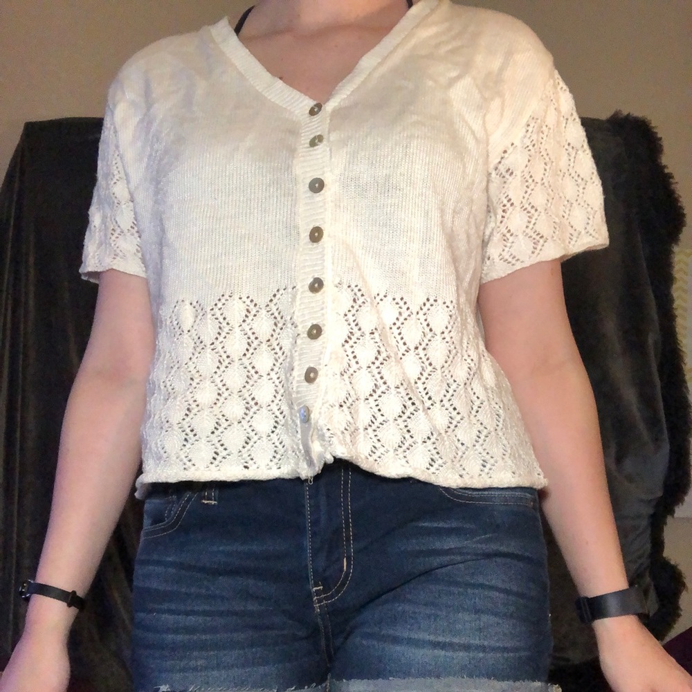 White cropped sweater